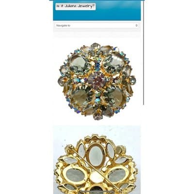 Verified Juliana D&E Brooch #8141 Smoky Gray Rhinestones Gunmetal AB Vintage - Thumbnail 10