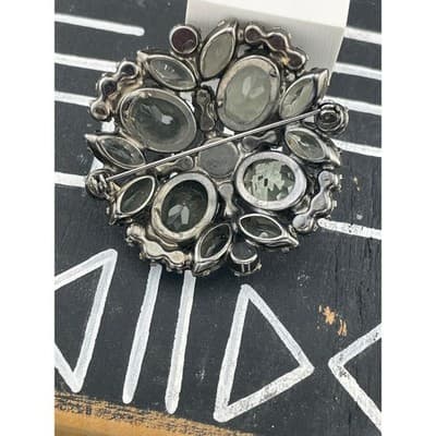 Verified Juliana D&E Brooch #8141 Smoky Gray Rhinestones Gunmetal AB Vintage - Thumbnail 7