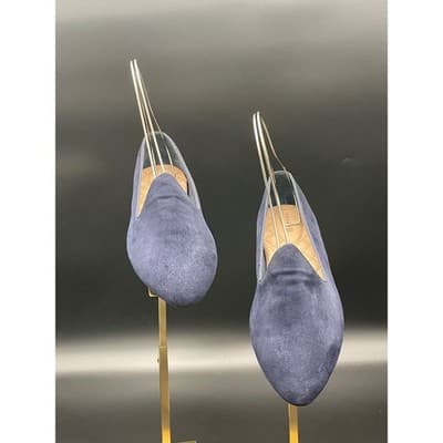 Birdies Navy Blue Suede Flats The Starling Pointed Almond Toe Loafers Sz 10.5 - Thumbnail 4