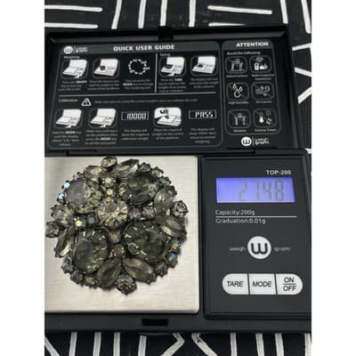 Verified Juliana D&E Brooch #8141 Smoky Gray Rhinestones Gunmetal AB Vintage - Thumbnail 9
