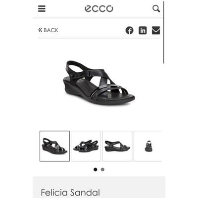 ECCO Felicia Black Leather Adjustable Strap Wedge Sandals Womens Size 40 9-10 - Thumbnail 7