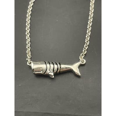 E. Frances Sterling Whale necklace marine gift 925 minimalist Summer jewelry - Thumbnail 2