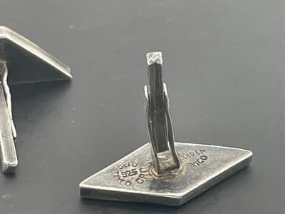 Vintage Taxco Sterling Cufflinks Inlaid Abalone Mexico 925 Silver MCM Modernist - Thumbnail 7