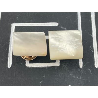 Antique Mother of Pearl Cufflinks Edwardian Patent Marked Mens Dress Accessories - Thumbnail 4