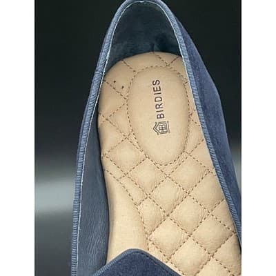 Birdies Navy Blue Suede Flats The Starling Pointed Almond Toe Loafers Sz 10.5 - Thumbnail 8