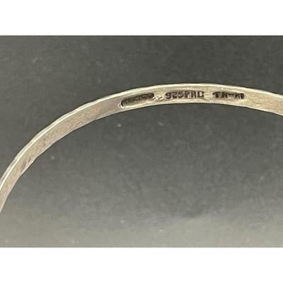 Vintage Mexican Sterling Silver Daisy Bangle Bracelet 925 Floral Stamped Thin - Thumbnail 5