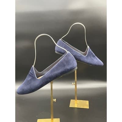 Birdies Navy Blue Suede Flats The Starling Pointed Almond Toe Loafers Sz 10.5 - Thumbnail 5