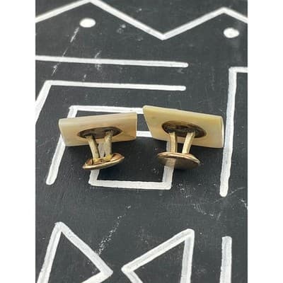 Antique Mother of Pearl Cufflinks Edwardian Patent Marked Mens Dress Accessories - Thumbnail 6