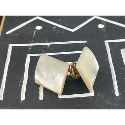 Antique Mother of Pearl Cufflinks Edwardian Patent Marked Mens Dress Accessories - Thumbnail 3