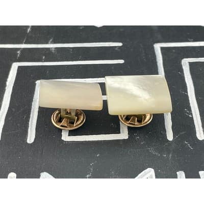 Antique Mother of Pearl Cufflinks Edwardian Patent Marked Mens Dress Accessories - Thumbnail 5