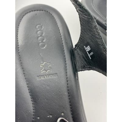 ECCO Felicia Black Leather Adjustable Strap Wedge Sandals Womens Size 40 9-10 - Thumbnail 10