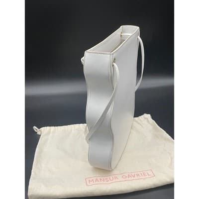 Mansur Gavriel Wave Bag White Leather Sculptural Shoulder Bag Italy Dust Bag - Thumbnail 4
