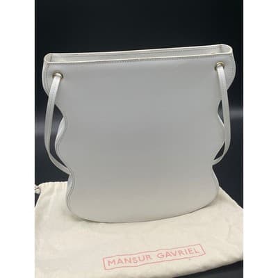 Mansur Gavriel Wave Bag White Leather Sculptural Shoulder Bag Italy Dust Bag - Thumbnail 5