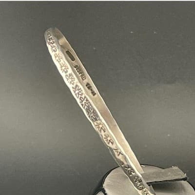 Vintage Mexican Sterling Silver Daisy Bangle Bracelet 925 Floral Stamped Thin - Thumbnail 3