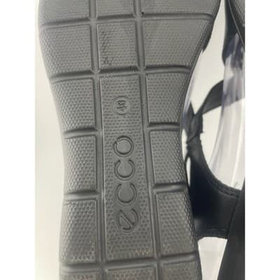 ECCO Felicia Black Leather Adjustable Strap Wedge Sandals Womens Size 40 9-10 - Thumbnail 15