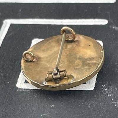 Victorian Gold Filled & Black Enamel Brooch Pendant Antique Engraved Pin - Thumbnail 9