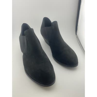 Eileen Fisher Perry black nubuck suede elastic cutout shoes booties sz 7.5 - Thumbnail 6