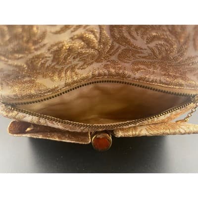 Vintage Revlon Gold Lamé Evening Clutch Mid-Century Vanity Cosmetic Case w/ Box - Thumbnail 9