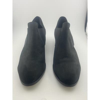 Eileen Fisher Perry black nubuck suede elastic cutout shoes booties sz 7.5 - Thumbnail 3