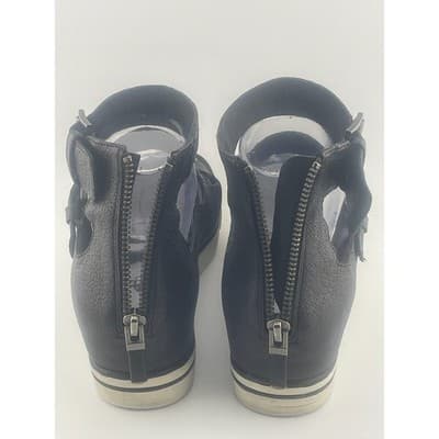 Eileen Fisher Black Leather Gladiator Buckle Zip Ankle Strap Sandals Women Sz 7 - Thumbnail 11