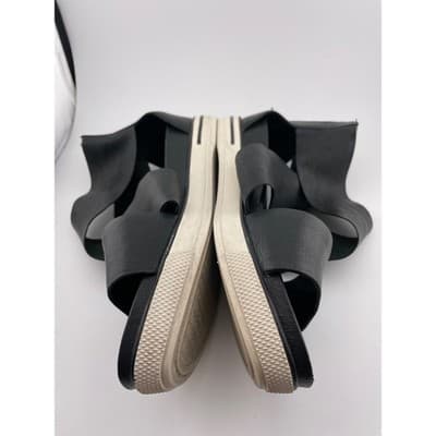 Eileen Fisher Sport Tumbled Leather Zipper Black Sneaker Platform Sandals Size 7 - Thumbnail 8
