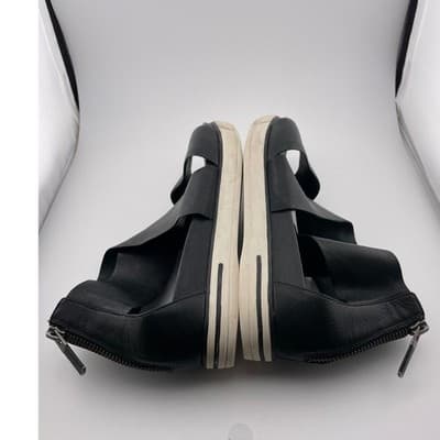 Eileen Fisher Sport Tumbled Leather Zipper Black Sneaker Platform Sandals Size 7 - Thumbnail 9