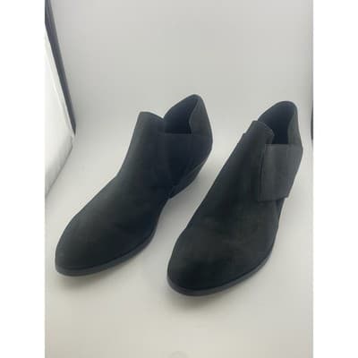 Eileen Fisher Perry black nubuck suede elastic cutout shoes booties sz 7.5 - Thumbnail 5