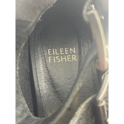 Eileen Fisher Black Leather Gladiator Buckle Zip Ankle Strap Sandals Women Sz 7 - Thumbnail 14