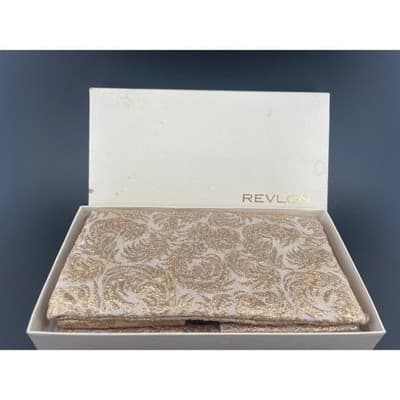 Vintage Revlon Gold Lamé Evening Clutch Mid-Century Vanity Cosmetic Case w/ Box - Thumbnail 20