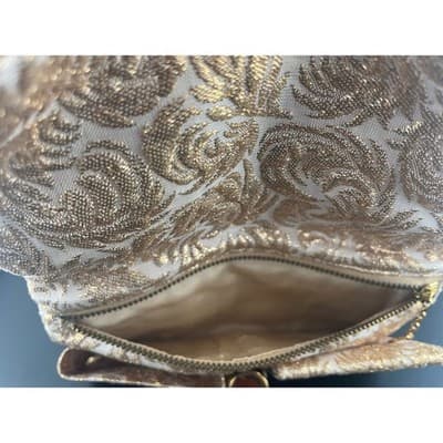Vintage Revlon Gold Lamé Evening Clutch Mid-Century Vanity Cosmetic Case w/ Box - Thumbnail 10