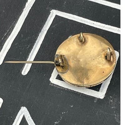 Victorian Gold Filled & Black Enamel Brooch Pendant Antique Engraved Pin - Thumbnail 8