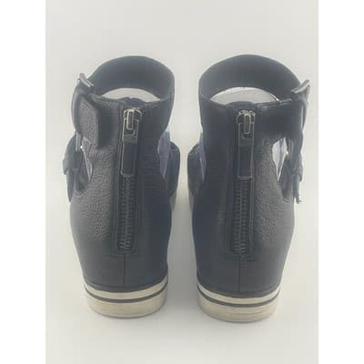 Eileen Fisher Black Leather Gladiator Buckle Zip Ankle Strap Sandals Women Sz 7 - Thumbnail 10