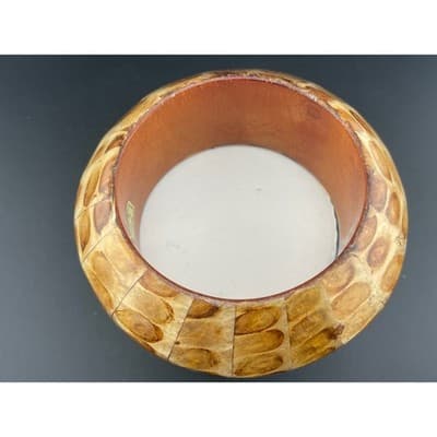 VTG KJL Capiz Shell Mosaic Bangle Bracelet Kenneth Jay Lane Wide Tortoiseshell - Thumbnail 9