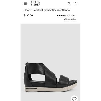 Eileen Fisher Sport Tumbled Leather Zipper Black Sneaker Platform Sandals Size 7 - Thumbnail 14