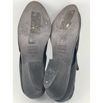 Eileen Fisher Perry black nubuck suede elastic cutout shoes booties sz 7.5 - Thumbnail 15