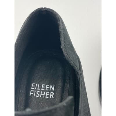 Eileen Fisher Perry black nubuck suede elastic cutout shoes booties sz 7.5 - Thumbnail 14