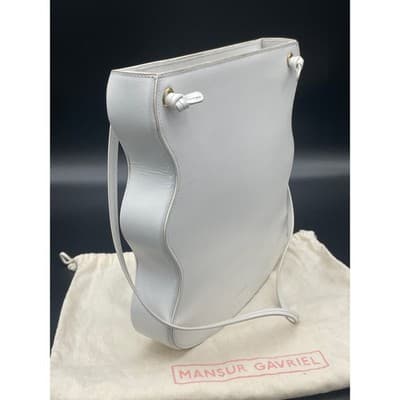 Mansur Gavriel Wave Bag White Leather Sculptural Shoulder Bag Italy Dust Bag - Thumbnail 3