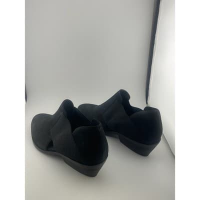 Eileen Fisher Perry black nubuck suede elastic cutout shoes booties sz 7.5 - Thumbnail 8