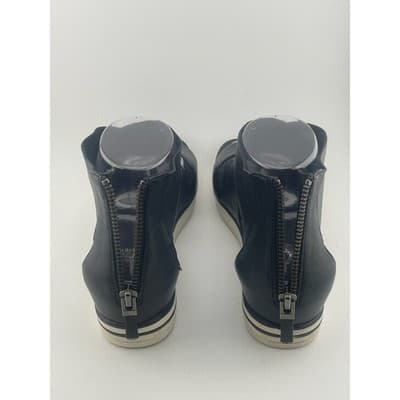 Eileen Fisher Sport Tumbled Leather Zipper Black Sneaker Platform Sandals Size 7 - Thumbnail 7