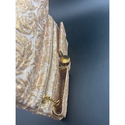 Vintage Revlon Gold Lamé Evening Clutch Mid-Century Vanity Cosmetic Case w/ Box - Thumbnail 7