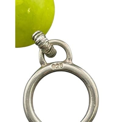 Statement Bead Necklace green chalcedony hand knotted runway jewelry 925 clasp - Thumbnail 9