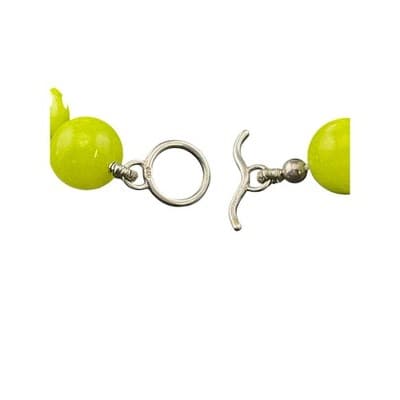 Statement Bead Necklace green chalcedony hand knotted runway jewelry 925 clasp - Thumbnail 10
