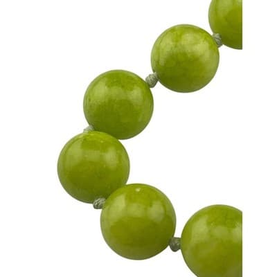 Statement Bead Necklace green chalcedony hand knotted runway jewelry 925 clasp - Thumbnail 4