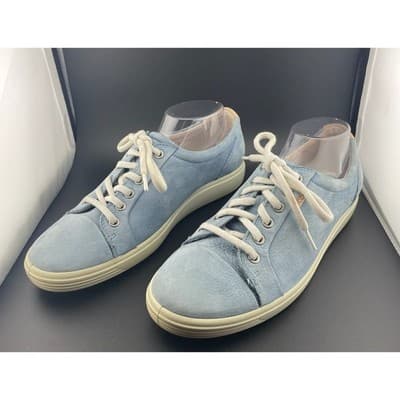 Ecco Soft 7 Women's Pastel Blue Nubuck sneakers size 41 Extra Wide Unisex sz 10 - Thumbnail 5