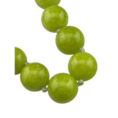 Statement Bead Necklace green chalcedony hand knotted runway jewelry 925 clasp - Thumbnail 5