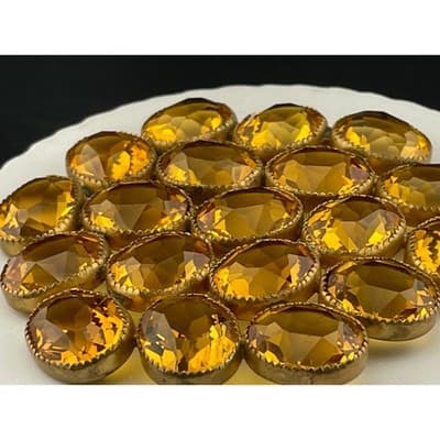 Vintage Open Back Topaz Glass Cluster Pendant Gold Tone Bohemian Statement - Thumbnail 7