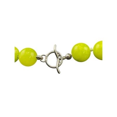 Statement Bead Necklace green chalcedony hand knotted runway jewelry 925 clasp - Thumbnail 11