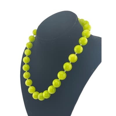 Statement Bead Necklace green chalcedony hand knotted runway jewelry 925 clasp - Thumbnail 2
