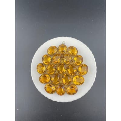 Vintage Open Back Topaz Glass Cluster Pendant Gold Tone Bohemian Statement - Thumbnail 2