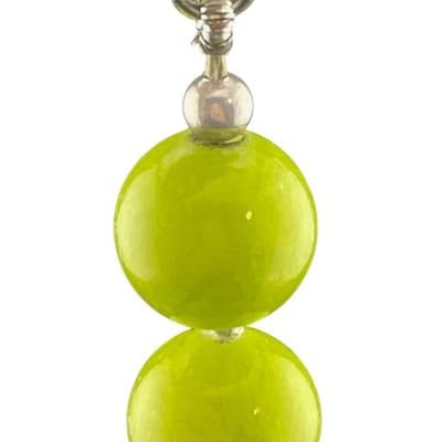 Statement Bead Necklace green chalcedony hand knotted runway jewelry 925 clasp - Thumbnail 12